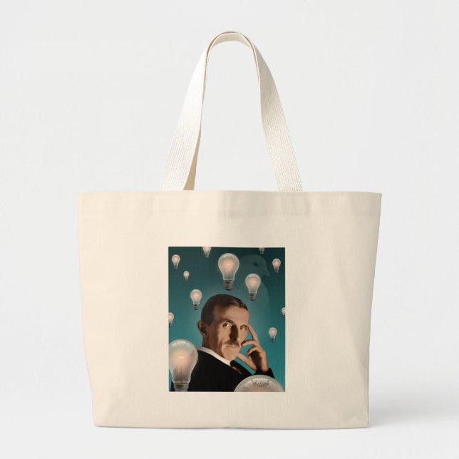 Tesla's Dream Large Tote Bag (Front)