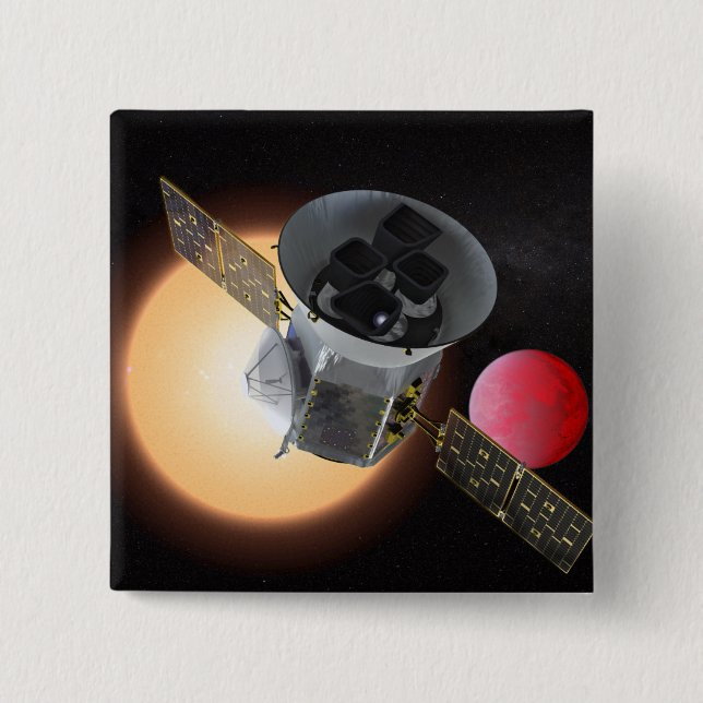 TESS Planet Hunter Spacecraft 15 Cm Square Badge (Front)
