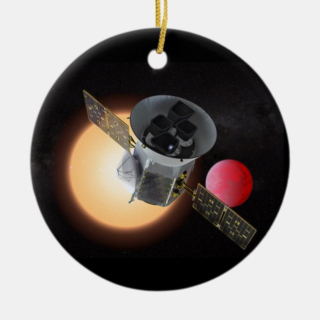 TESS Planet Hunter Spacecraft Ceramic Ornament (Front)