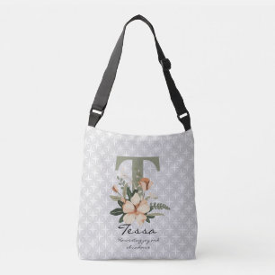 Tessa's Abundant Flourish - Boho Floral Monogram Crossbody Bag