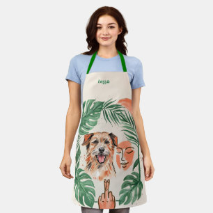 Tessa's Tropical Dog & Leaves Apron