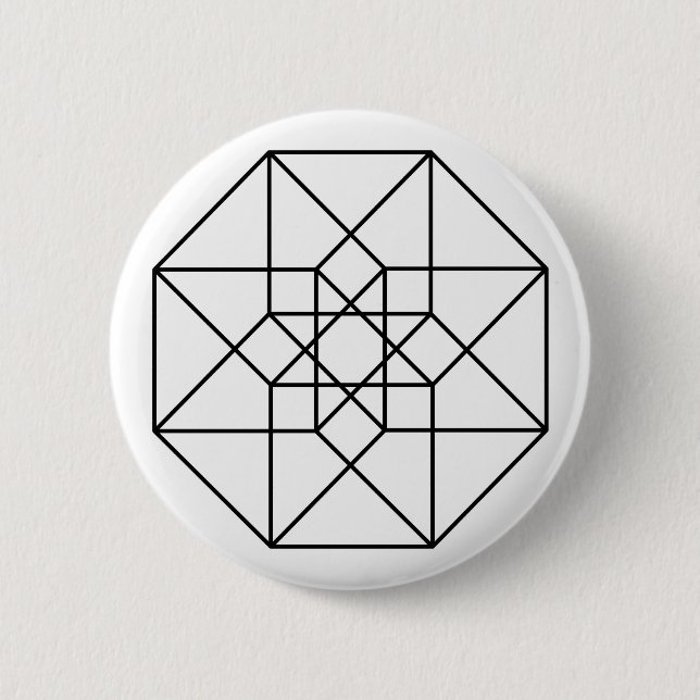 Tesseract (black outline) 6 cm round badge (Front)