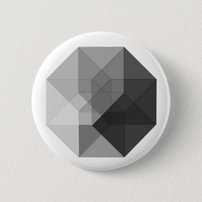 Tesseract (greyscale) 6 cm round badge (Front)