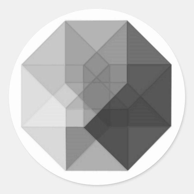 Tesseract (greyscale) classic round sticker (Front)