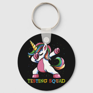 Test Day Dabbing Unicorn Testing Squad Girls . Key Ring