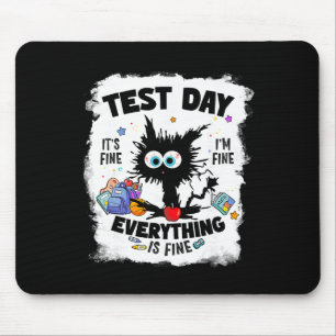 Test Day Funny Stressed Cat Teacher Student Kids T Mouse Pad