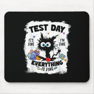 Test Day Funny Stressed Cat Teacher Student Kids T Mouse Pad
