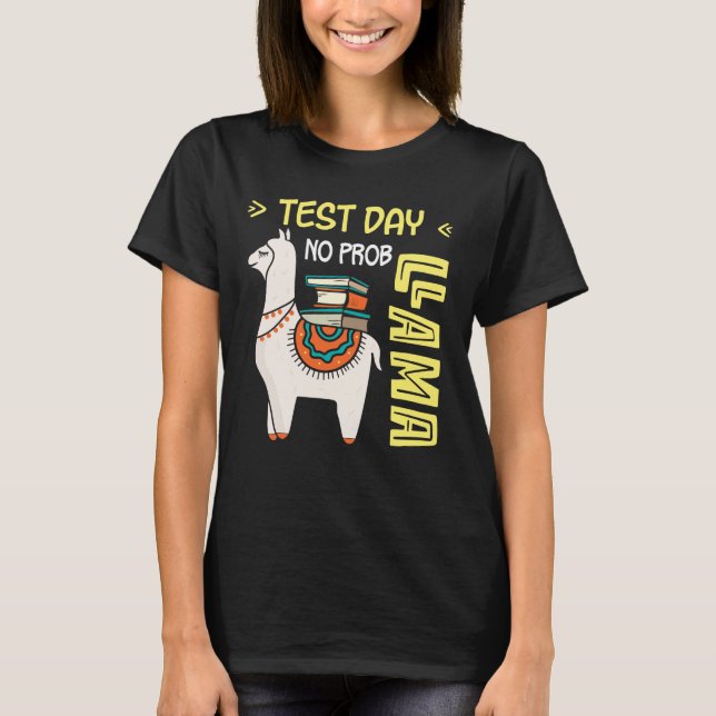 Test Day Llama Teacher Exam Testing Teaching T-Shirt (Front)