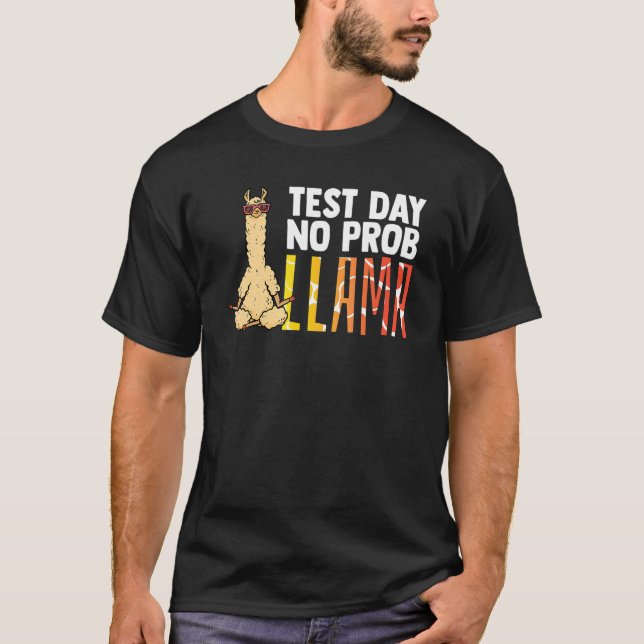 Test Day No Prob Llama Nerd Llama Teacher Alpaca 1 T-Shirt (Front)