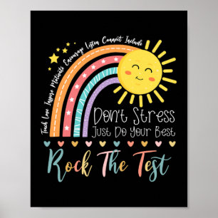 test day rock test teacher testing day rainbow poster