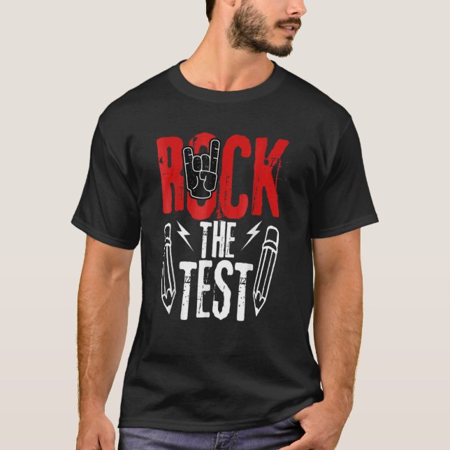 Test Day Rock The  Metal Teacher Student Testing E T-Shirt (Front)
