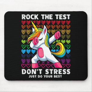 Test Day Rock The Test Dabbing Unicorn Boys Girls Mouse Pad