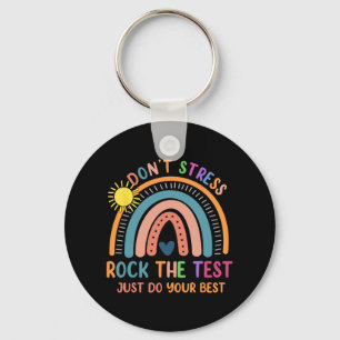 Test Day Rock The Test Rainbow Gifts Teacher Stude Key Ring