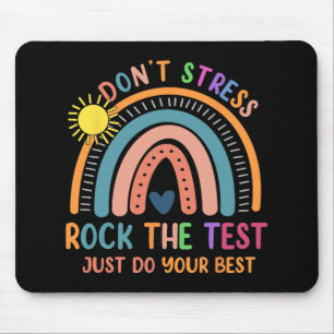 Test Day Rock The Test Rainbow Gifts Teacher Stude Mouse Pad
