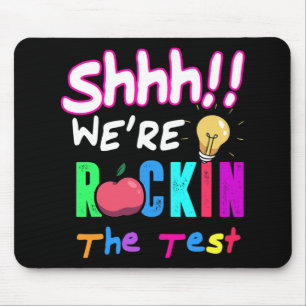 Test Day Rock The Test Rainbow Teacher Student Mouse Pad