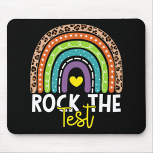Test Day Rock The Test Rainbow Teacher Testing Day Mouse Pad
