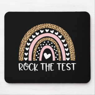 Test Day Rock The Test Teacher Rainbow Leopard Stu Mouse Pad