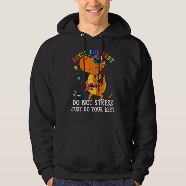 Test Day Rock The Test Teacher Testing Day Dragon  Hoodie (Front)