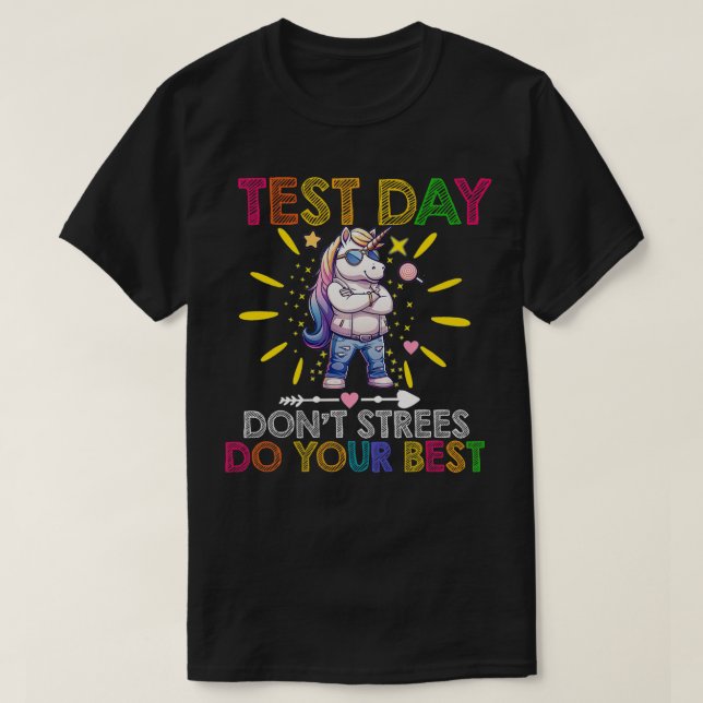 Test Day Rock The Test Teacher Testing Day Funny U T-Shirt (Design Front)