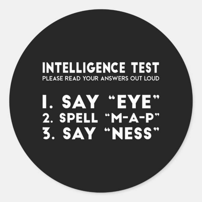 Test Eye Map Ness Funny Joke Father's Day  Classic Round Sticker (Front)