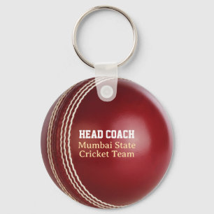 Test Match Red Cricket Ball with Custom Text Key Ring