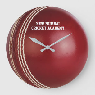 Test Match Red Cricket Ball with Custom Text Large Clock