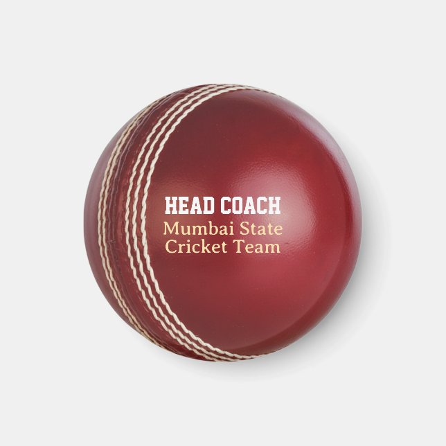 Test Match Red Cricket Ball with Custom Text Magnet (Front)