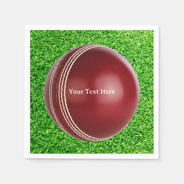 Test Match Red Cricket Ball with Custom Text Napkin (Front)