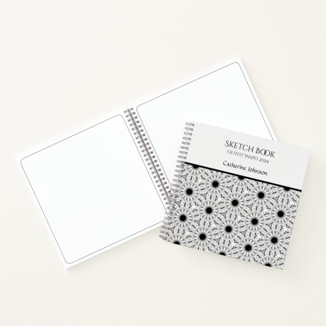 Test - Monochrome Flower pattern Notebook (Inside)