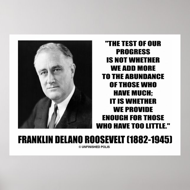 Test Of Our Progress Provide Enough F.D. Roosevelt Poster (Front)