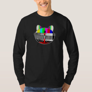 Test Pattern Cat Vintage Retro 80s 90s Television T-Shirt