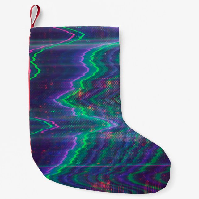 Test screen glitch abstract small christmas stocking (Front)
