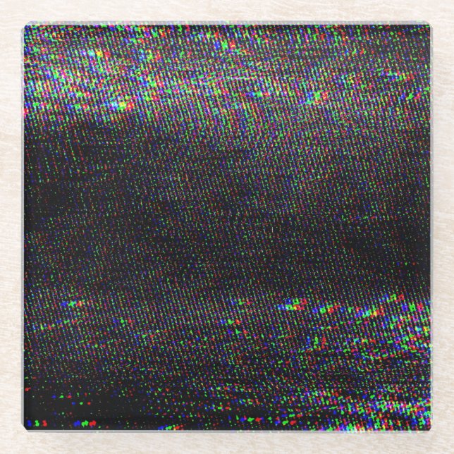 Test Screen Glitch Texture Background Glass Coaster (Front)