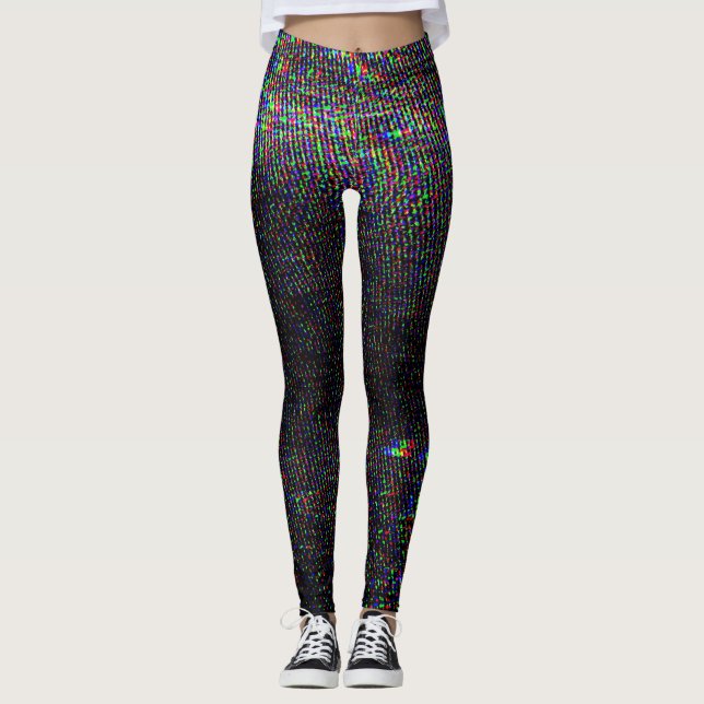 Test Screen Glitch Texture Background Leggings (Front)