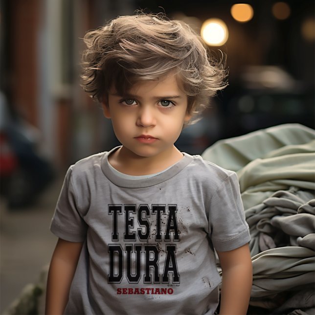 Testa Dura (Hard Head) Stubborn Funny Italian Toddler T-Shirt (Testa Dura (Funny way of saying "Hard Headed" or "Stubborn" in Italian)
Baby Tee)