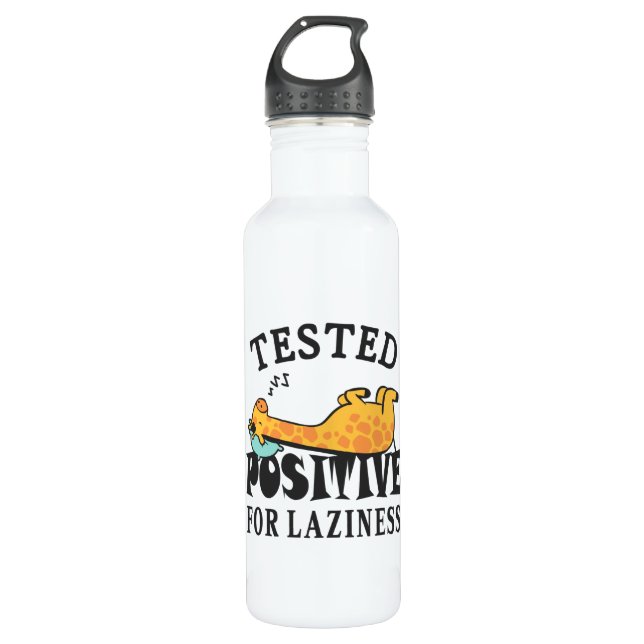 Tested positive for laziness Giraffe 710 Ml Water Bottle (Front)