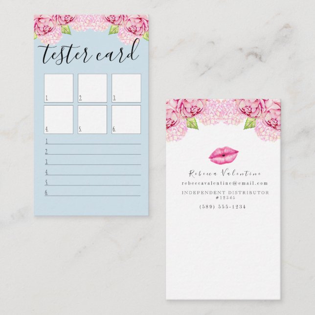 Tester Card - Lipstick Swatch Card (Front/Back)