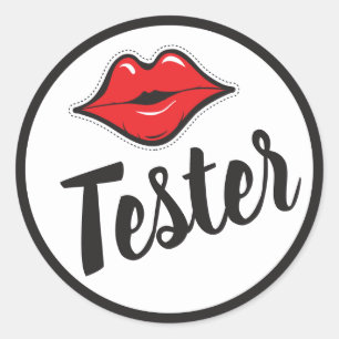 TESTER Red Kiss Lipstick & Beauty Distributor Classic Round Sticker