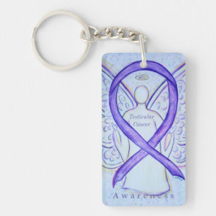 Testicular Cancer Angel Awareness Ribbon Keychain