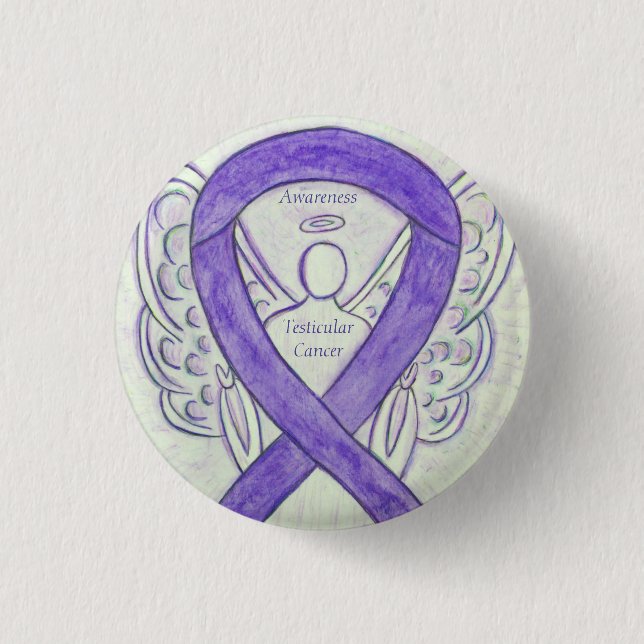 Testicular Cancer Angel Awareness Ribbon Pins (Front)