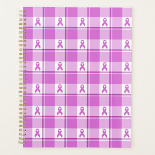 Testicular Cancer Awareness Plaid Purple Ribbon Planner