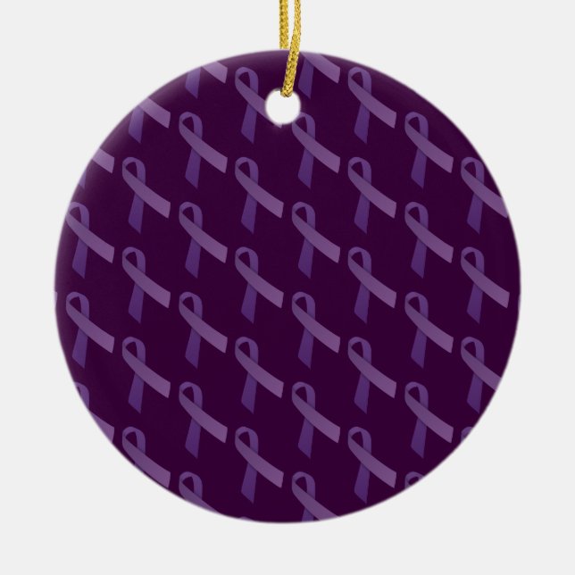 testicular cancer awareness Purple Ribbon Ceramic Ornament (Front)