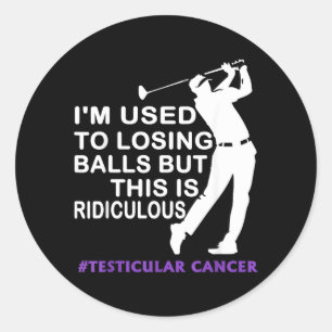 Testicular Cancer Awareness Survivor Golf Player Classic Round Sticker