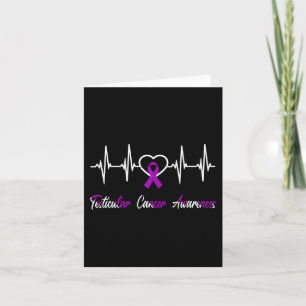 Testicular Cancer Awareness Warrior Heartbeat Purp Card