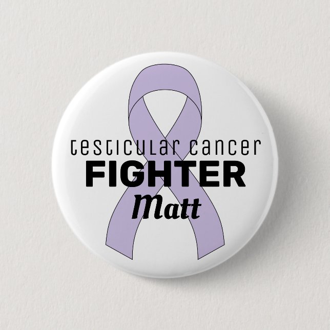 Testicular Cancer Ribbon White Button (Front)
