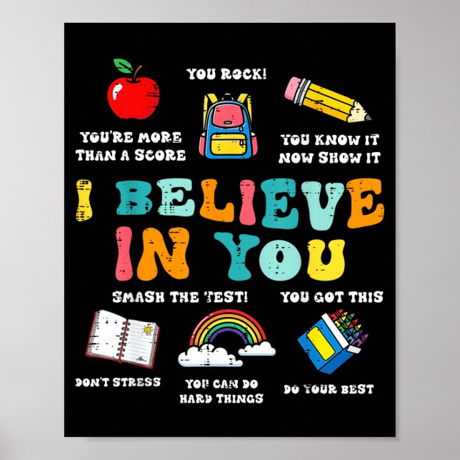 Testing Day Believe in State Test Teacher Women Poster (Front)