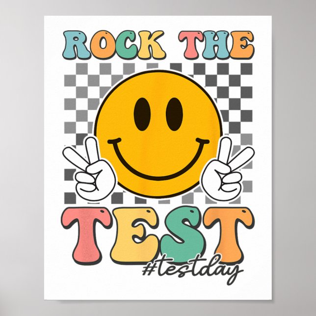 Testing Day Groovy Smile Chequered Rock The Test  Poster (Front)