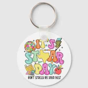 Testing Retro It's Staar Day Dont Stress Do Your B Key Ring