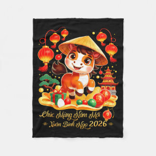 Tet Binh Ngo 2026 Vietnamese New Year Chuc Mung Na Fleece Blanket