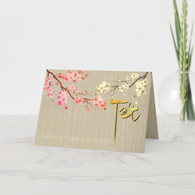 Tet Hoa Anh Dao Blossom Vietnamese New Year GC2 Holiday Card (Front)